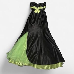 Jessica McClintock Strapless Black and Green Dress